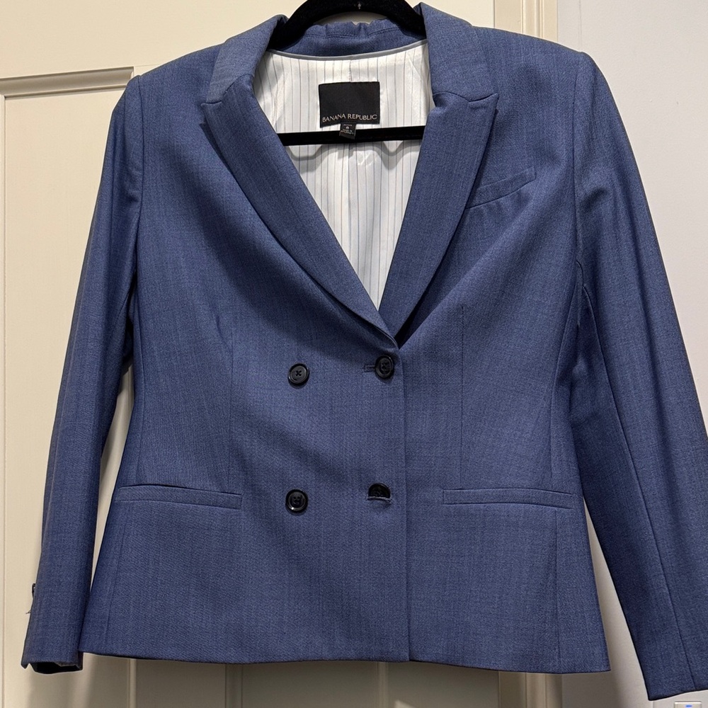 Banana Republic Women's Double-Breasted Blue Blazer